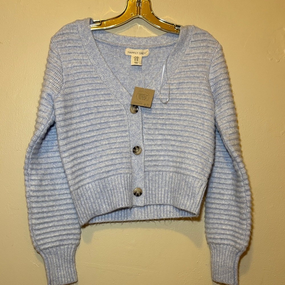Cozy Blue Ribbed Cardigan